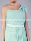 Chiffon A-line One Shoulder Tea-length Pleats Bridesmaid Dresses #PDS02013602