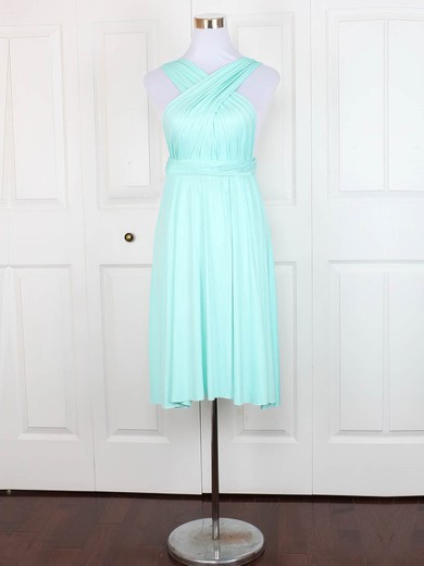 A-line V-neck Short/Mini Jersey with Ruffles Bridesmaid Dresses #PDS01013129