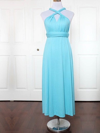 A-line V-neck Ankle-length Jersey with Ruffles Bridesmaid Dresses #PDS01013130