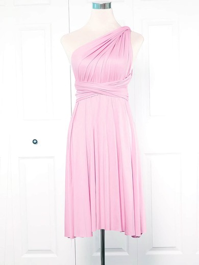 Empire One Shoulder Short/Mini Jersey with Ruffles Bridesmaid Dresses #PDS01013133