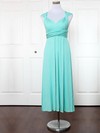 Empire V-neck Ankle-length Jersey with Ruffles Bridesmaid Dresses #PDS01013135