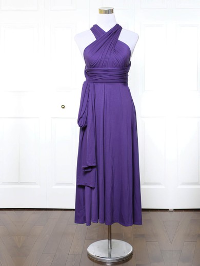 A-line V-neck Ankle-length Jersey with Ruffles Bridesmaid Dresses #PDS01013140