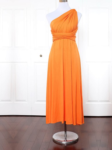 A-line One Shoulder Ankle-length Jersey with Ruffles Bridesmaid Dresses #PDS01013145