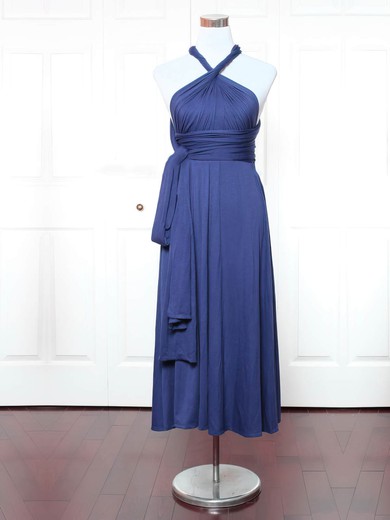 A-line V-neck Ankle-length Jersey with Ruffles Bridesmaid Dresses #PDS01013147