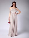 Chiffon A-line Strapless Floor-length Pleats Bridesmaid Dresses #PDS02013608