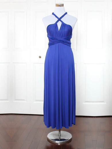 A-line V-neck Ankle-length Jersey with Ruffles Bridesmaid Dresses #PDS01013153