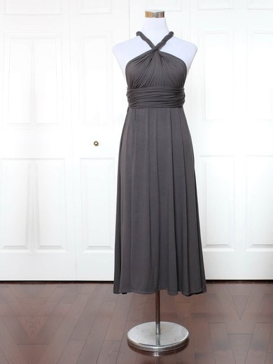 A-line V-neck Ankle-length Jersey with Ruffles Bridesmaid Dresses #PDS01013155