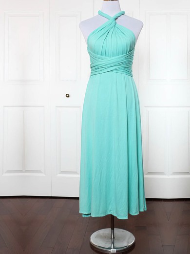 A-line V-neck Ankle-length Jersey with Ruffles Bridesmaid Dresses #PDS01013156