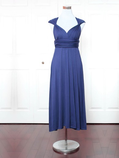 A-line V-neck Ankle-length Jersey with Ruffles Bridesmaid Dresses #PDS01013158