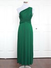 A-line One Shoulder Ankle-length Jersey with Ruffles Bridesmaid Dresses #PDS01013162