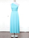 A-line One Shoulder Ankle-length Jersey with Ruffles Bridesmaid Dresses #PDS01013166
