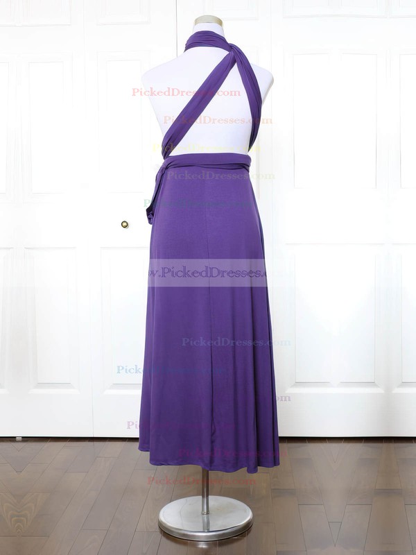 A-line High Neck Ankle-length Jersey with Ruffles Bridesmaid Dresses #PDS01013170