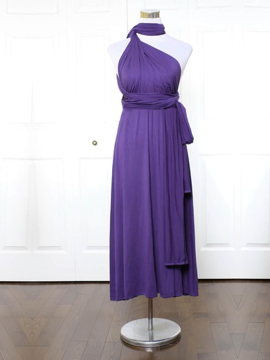 A-line High Neck Ankle-length Jersey with Ruffles Bridesmaid Dresses #PDS01013170