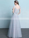 A-line V-neck Floor-length Tulle with Appliques Lace Bridesmaid Dresses #PDS01013425