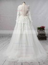 Ball Gown Scoop Neck Court Train Tulle with Appliques Lace Wedding Dresses #PDS00023008