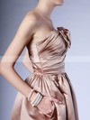 Satin A-line Strapless Tea-length Pleats Bridesmaid Dresses #PDS02013614