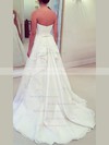 Princess Strapless Sweep Train Satin Tulle with Appliques Lace Wedding Dresses #PDS00023016