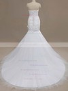 Trumpet/Mermaid Sweetheart Court Train Tulle with Beading Wedding Dresses #PDS00023024