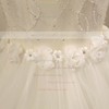 Trumpet/Mermaid V-neck Floor-length Tulle with Flower(s) Wedding Dresses #PDS00023029