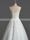 Ball Gown V-neck Tea-length Tulle with Sashes / Ribbons Wedding Dresses #PDS00023031
