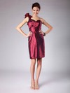 Taffeta Sheath/Column Strapless Short/Mini Pleats Bridesmaid Dresses #PDS02013620