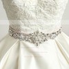 Ball Gown Scoop Neck Floor-length Satin Tulle with Appliques Lace Wedding Dresses #PDS00023035