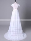 Empire V-neck Sweep Train Tulle Chiffon with Sashes / Ribbons Wedding Dresses #PDS00023045