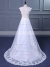 Princess V-neck Sweep Train Tulle with Appliques Lace Wedding Dresses #PDS00023047