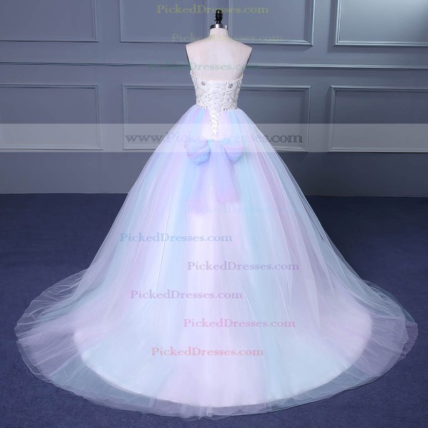 Ball Gown Sweetheart Court Train Tulle with Beading Wedding Dresses #PDS00023049