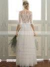 A-line Scoop Neck Floor-length Tulle with Sashes / Ribbons Wedding Dresses #PDS00023060