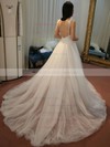 Ball Gown V-neck Sweep Train Tulle with Appliques Lace Wedding Dresses #PDS00023062