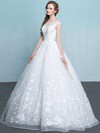 Ball Gown Scoop Neck Floor-length Organza with Appliques Lace Wedding Dresses #PDS00023065