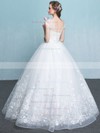 Ball Gown Scoop Neck Floor-length Organza with Appliques Lace Wedding Dresses #PDS00023065