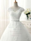 Ball Gown V-neck Floor-length Tulle with Beading Wedding Dresses #PDS00023077
