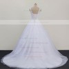 Ball Gown Scoop Neck Sweep Train Tulle with Beading Wedding Dresses #PDS00023081
