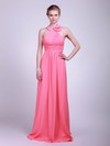 Chiffon Empire Halter Floor-length Flower(s) Bridesmaid Dresses #PDS02013629