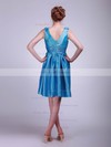 Taffeta A-line V-neck Short/Mini Pleats Bridesmaid Dresses #PDS02013631