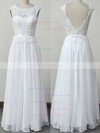 A-line Scoop Neck Floor-length Chiffon Tulle with Appliques Lace Wedding Dresses #PDS00023007