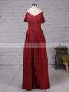 A-line V-neck Floor-length Chiffon Sashes / Ribbons Bridesmaid Dresses #PDS01013464