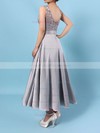 A-line Scoop Neck Asymmetrical Lace Satin Chiffon Sashes / Ribbons Bridesmaid Dresses #PDS01013476
