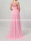A-line Scoop Neck Floor-length Lace Chiffon Ruffles Bridesmaid Dresses #PDS01013478