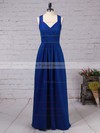 A-line V-neck Floor-length Chiffon Lace Bridesmaid Dresses #PDS01013483