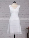 A-line V-neck Knee-length Chiffon Ruffles Bridesmaid Dresses #PDS01013500
