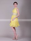 Organza Sheath/Column Bateau Short/Mini Ruffles Bridesmaid Dresses #PDS02013633