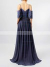 A-line V-neck Floor-length Lace Chiffon Ruffles Bridesmaid Dresses #PDS01013514