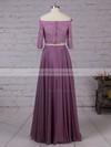 A-line Off-the-shoulder Floor-length Lace Chiffon Bridesmaid Dresses #PDS01013529