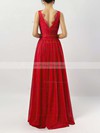 A-line V-neck Ankle-length Chiffon Lace Bridesmaid Dresses #PDS01013532