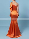 Sheath/Column One Shoulder Floor-length Silk-like Satin Ruffles Bridesmaid Dresses #PDS01013534