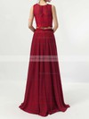A-line Scoop Neck Lace Chiffon Floor-length Bridesmaid Dresses #PDS01013541