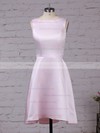 A-line Scoop Neck Asymmetrical Satin Chiffon Bridesmaid Dresses #PDS01013542
